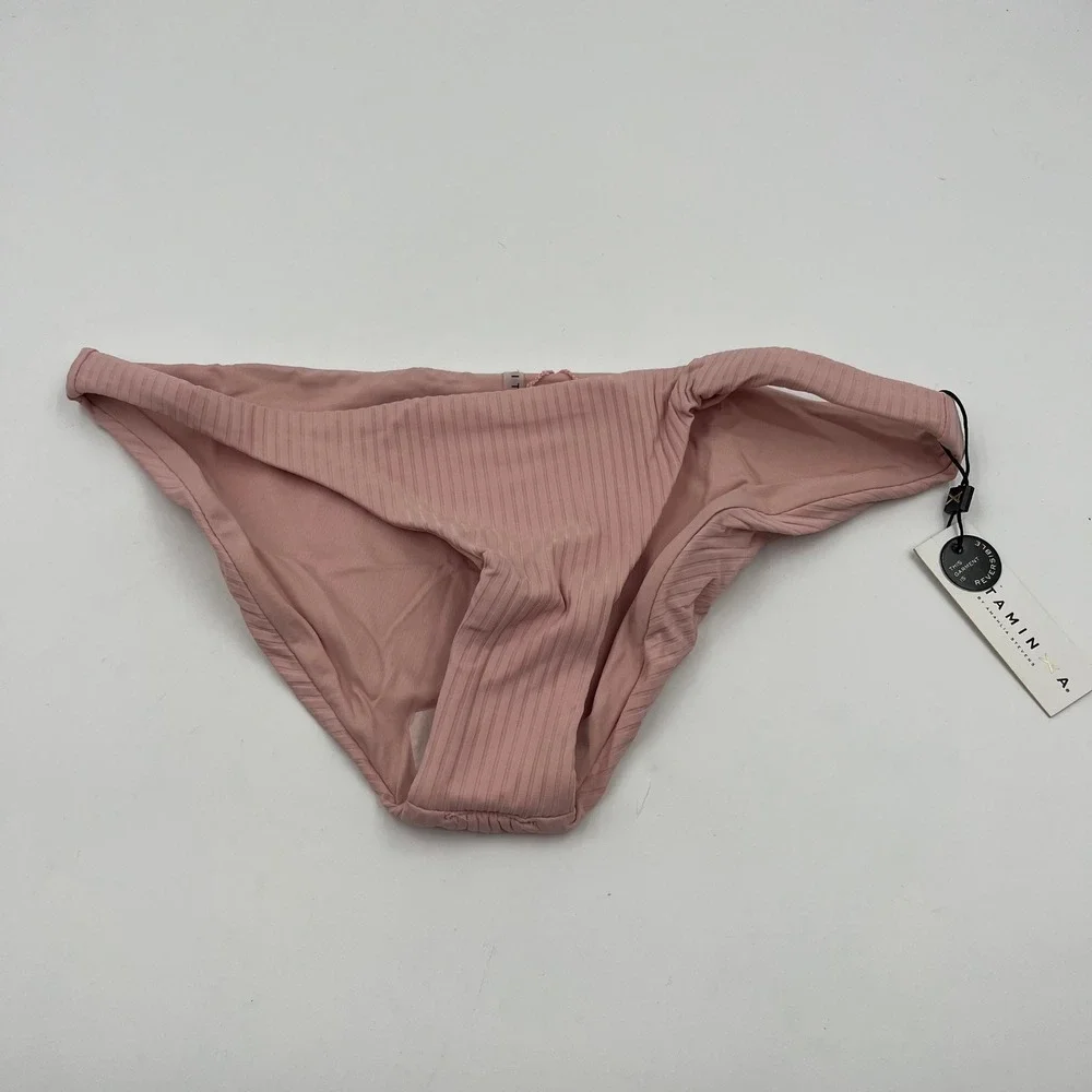 Vitamin A Luciana Ribbed Reversible Bikini‎ Bottom Ballet Pink 167BF - Size 6/S